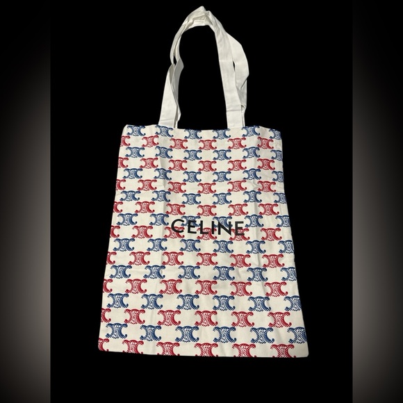 Celine Handbags - New Canvas Celine GWP Tote with Red and Blue Design on White